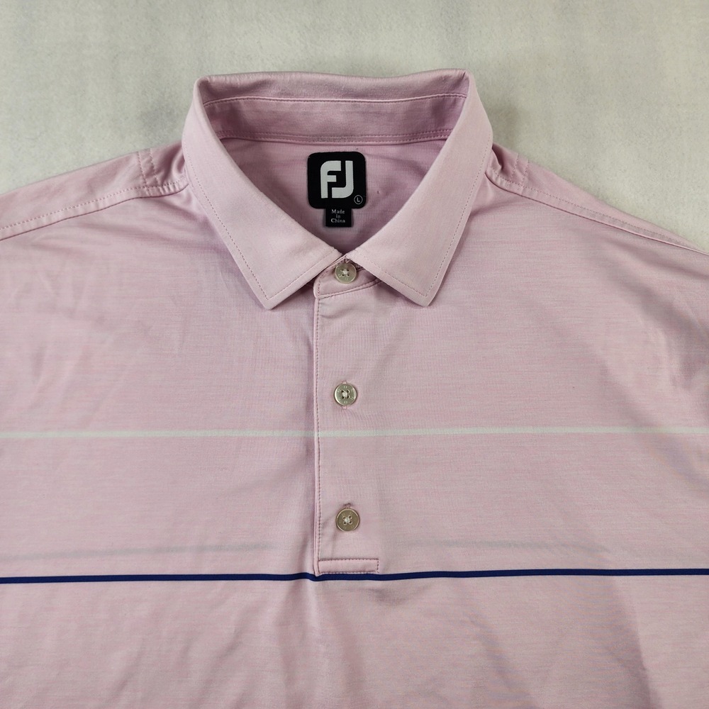 FootJoy Polo Shirt Mens Large Pink Striped ProDry Performance Golf 26029